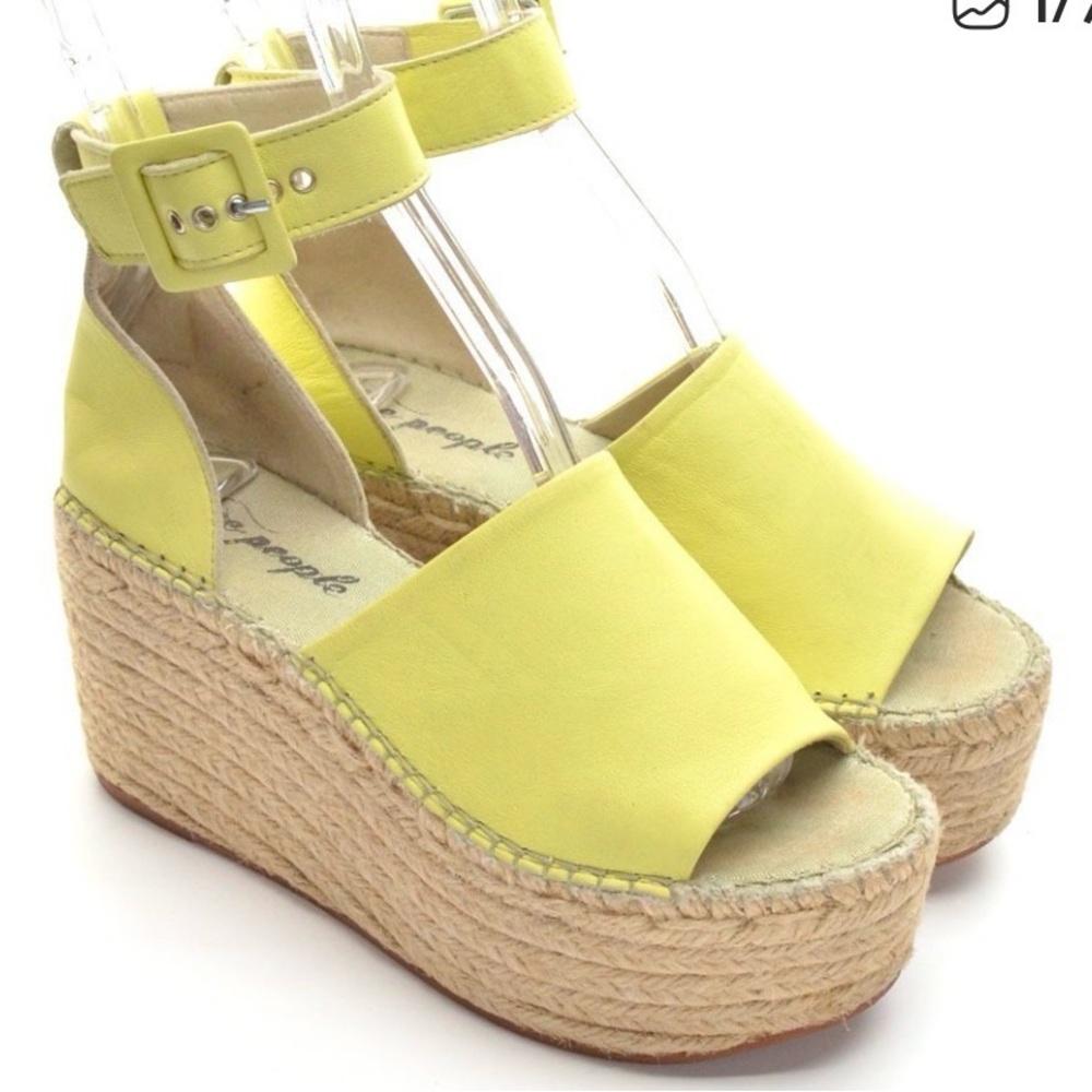 Free People Yellow-Green Coastal Espadrille Sandals.  Espadrille Wedge Sandals